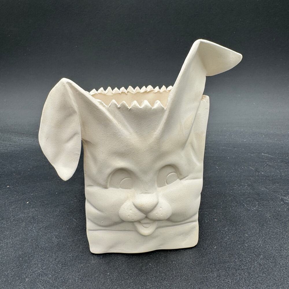 Vintage Scioto Paper Bag Bunny 1990's Planter Container Never Painted